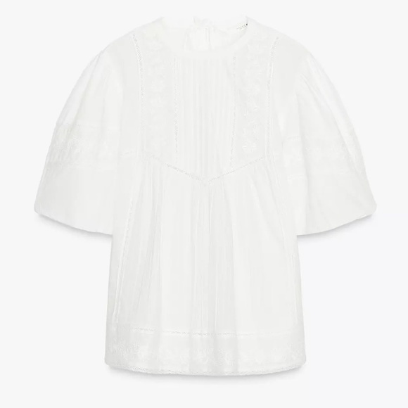 ZW Collection Embroidered Romantic Blouse, Oyster White, S, NWT - Picture 5 of 8